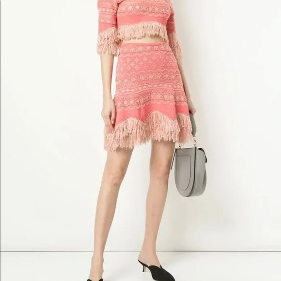 Alice McCall Skirts | Alice McCall Pink & Gold Fringe Sweater Skirt Set 4 Barbie! | Color: Gold/Pink | Size: 4 | Kpetti's Closet